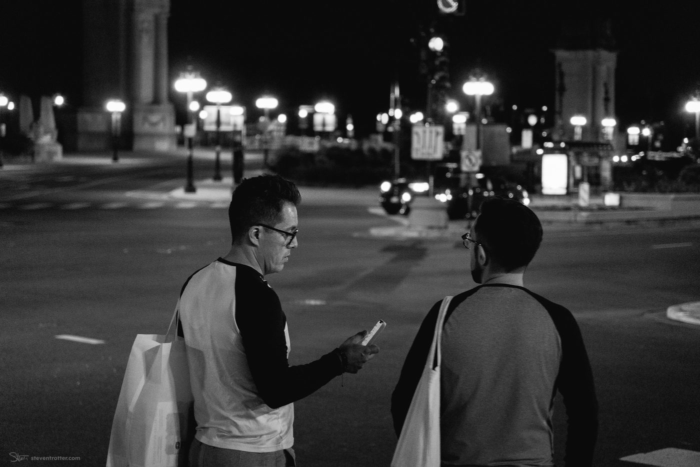 Nighttime City Street Scene.