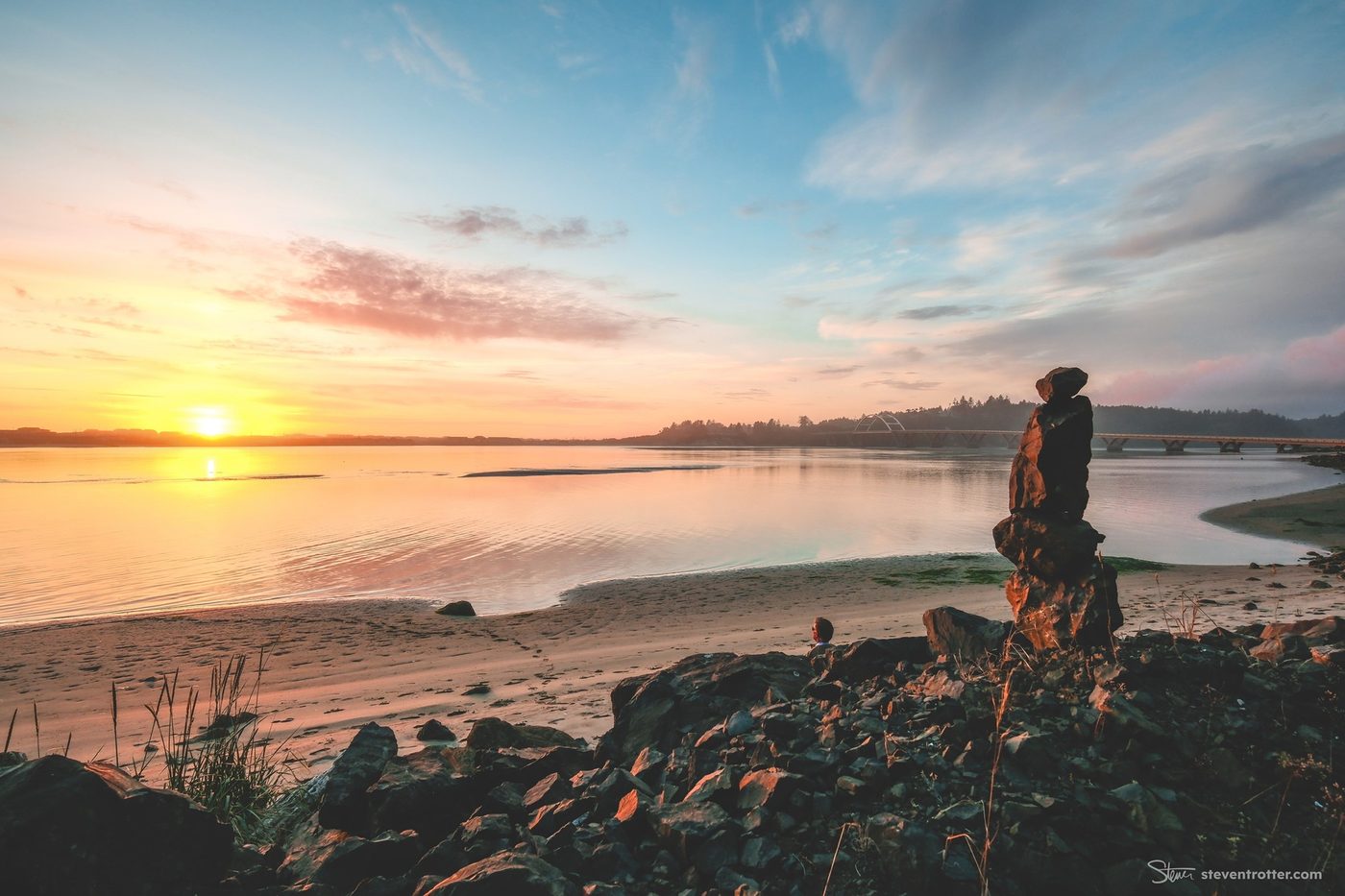 Sunset Over Rocky Beach.